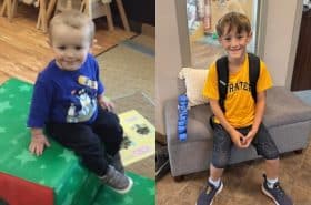 Connor as a toddler student at New Horizon Academy, to Connor as a school-age student at New Horizon Academy on his last day